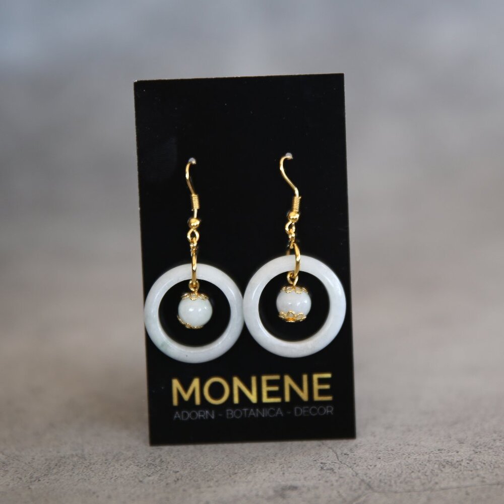 Gold Plated Sterling and Jade Earrings #3